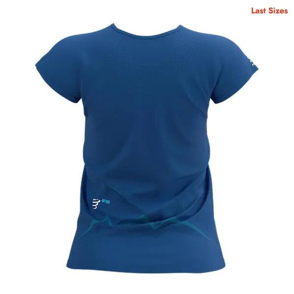 Compressport Training Korte Mouwen T-Shirt Blauw Mont Blanc Dames