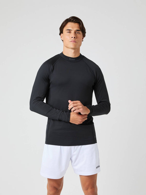 Borg Mock Neck Ls T-Shirt zwart