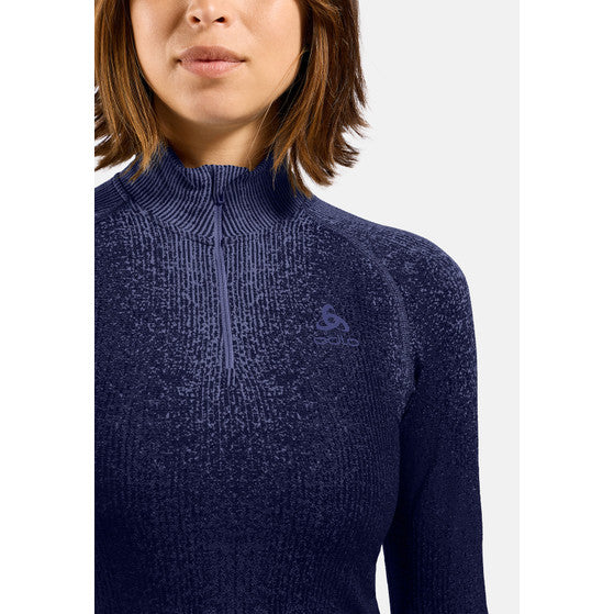 Odlo BL TOP turtle neck l/s half zip PERFORMANCE WARM BLACKCOMB Sports Underwear Women - Skipper Blue