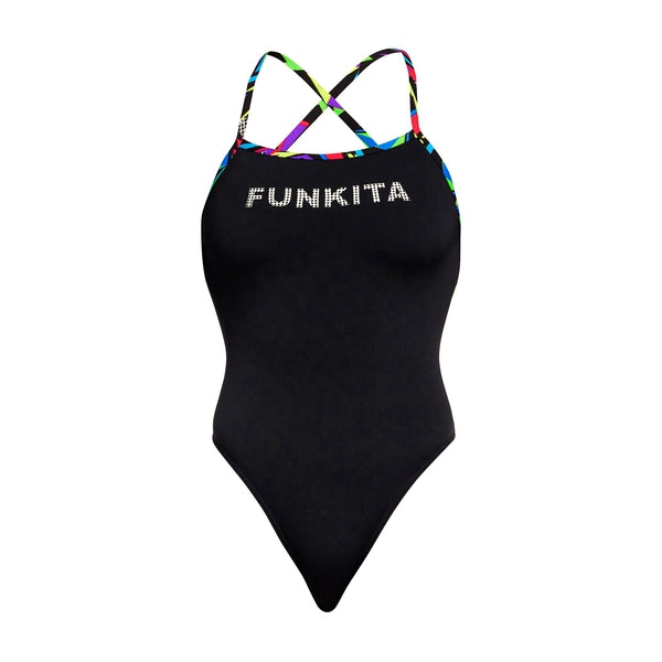 Funkita Strapped In One Piece Badpak Dames Beat it Black